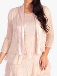 chesca Crush Pleat Satin Chiffon Bolero Jacket, Rose Champagne