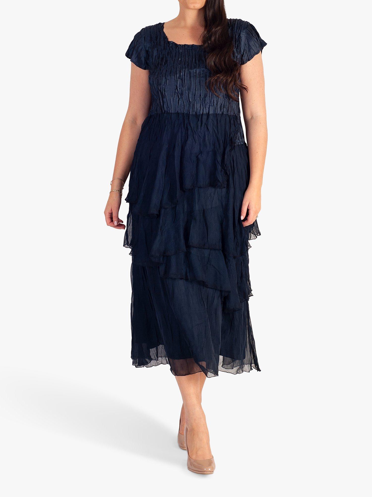 chesca Tiered Midi Dress, Navy
