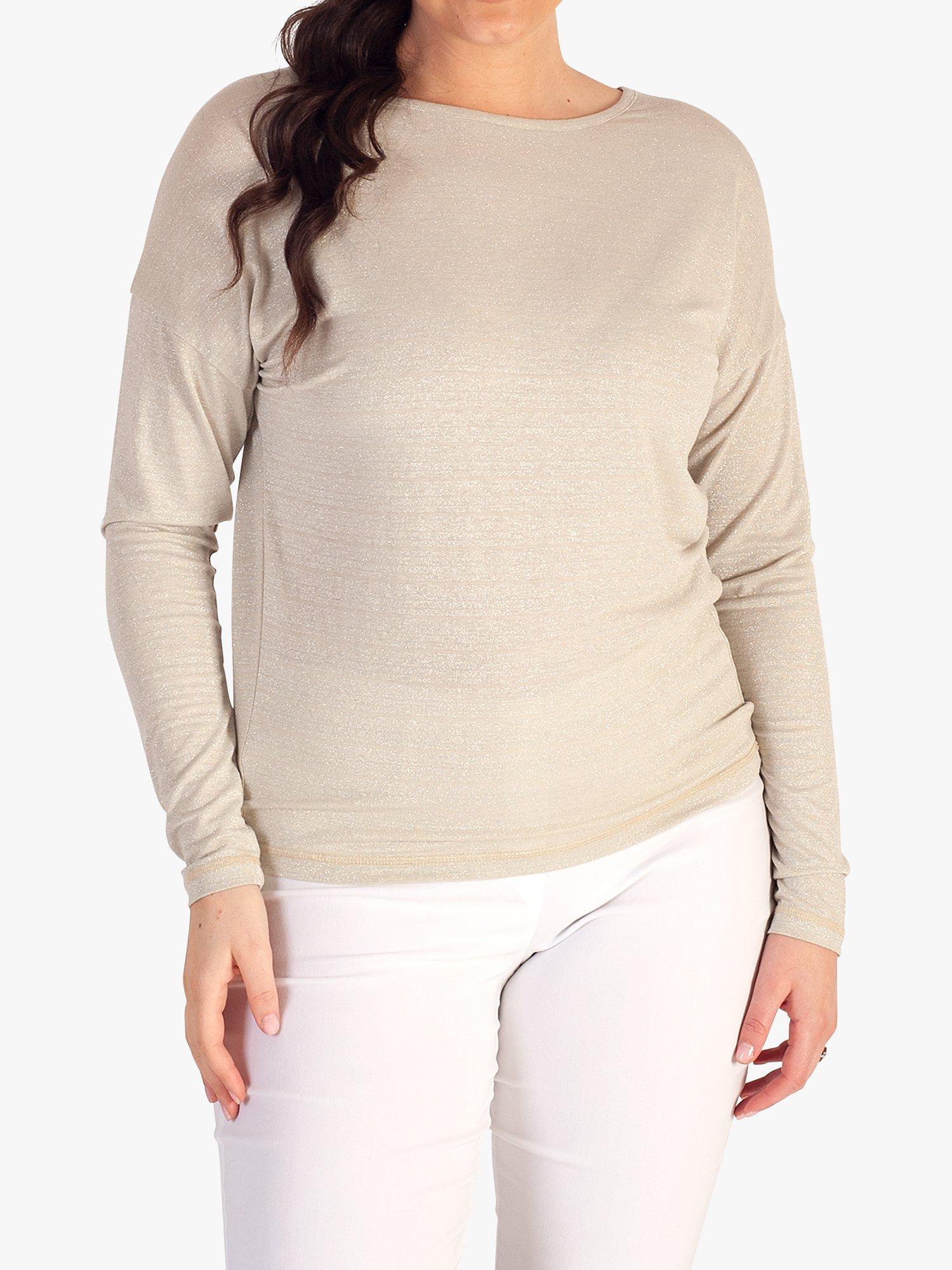 chesca Glitter Jersey Top, Sand