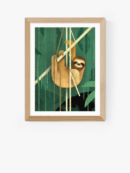 EAST END PRINTS Dieter Braun 'Sloth' Framed Print, Oak Frame