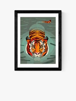 EAST END PRINTS Dieter Braun 'Swimming Tiger' Framed Print, Black Frame