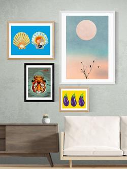 EAST END PRINTS Dieter Braun 'Swimming Tiger' Framed Print - view 2, Black Frame