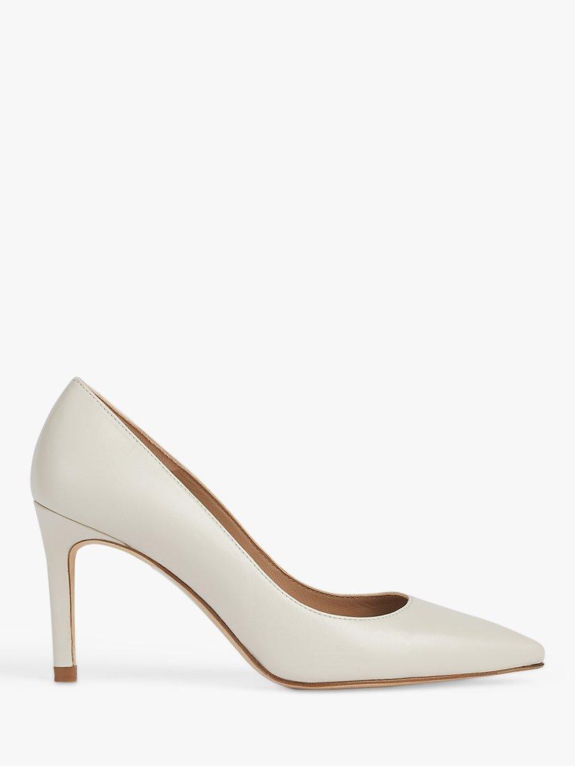 L.K.Bennett Floret Leather Court Shoes, Ecru, 2