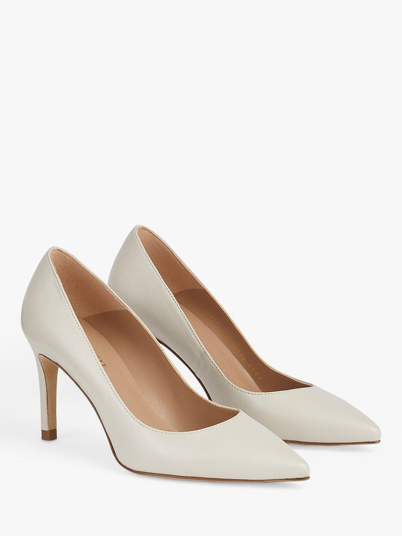 L.K.Bennett Floret Leather Court Shoes, Ecru, 2