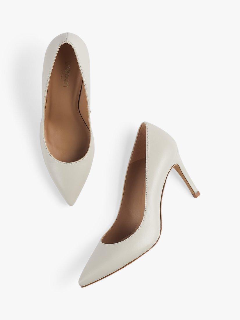 L.K.Bennett Floret Leather Court Shoes, Ecru, 2