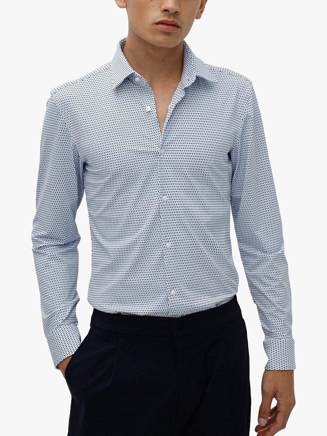 Product image 1 of 4, which shows HUGO Kenno Slim Fit Geo Cotton Shirt, Light/Pastel Blue, 17.5