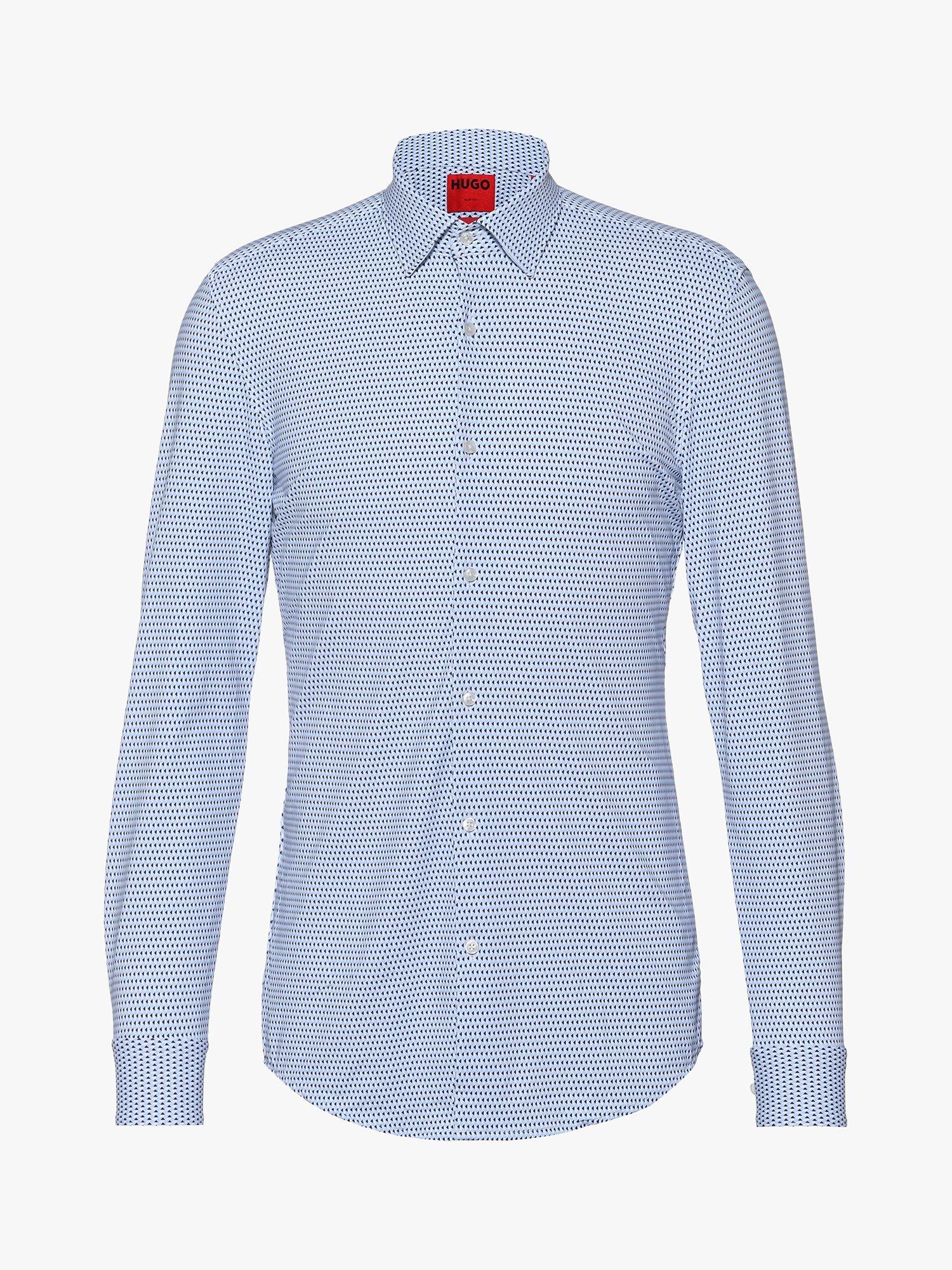 Product image 4 of 4, which shows HUGO Kenno Slim Fit Geo Cotton Shirt, Light/Pastel Blue, 17.5