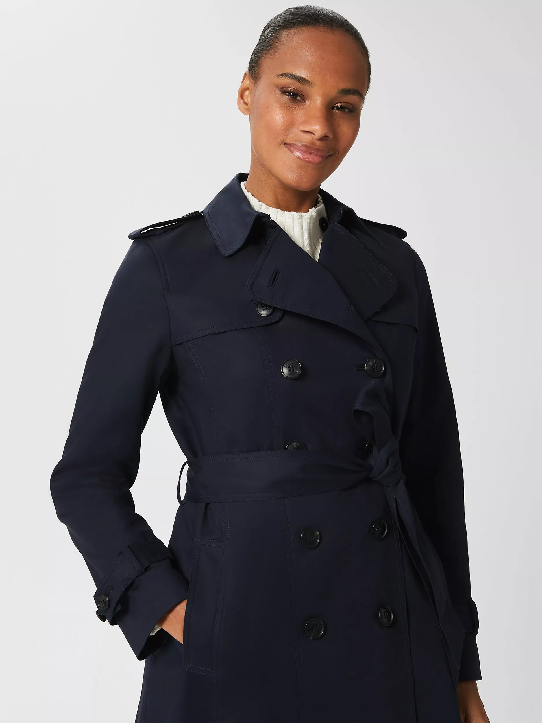 Hobbs Petite Saskia Trench Coat Navy