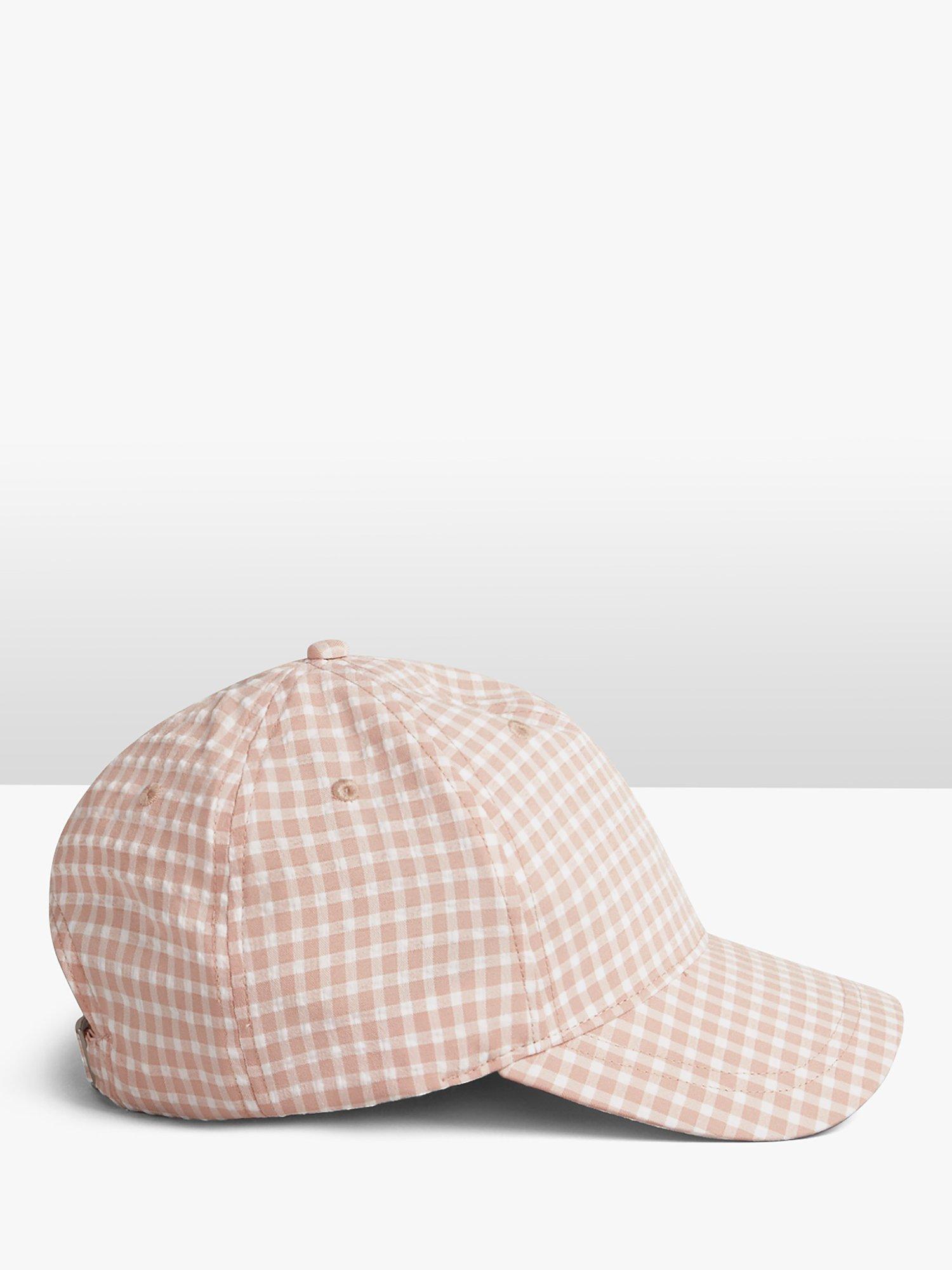 HUSH Birdie Gingham Print Baseball Cap, Blush/White