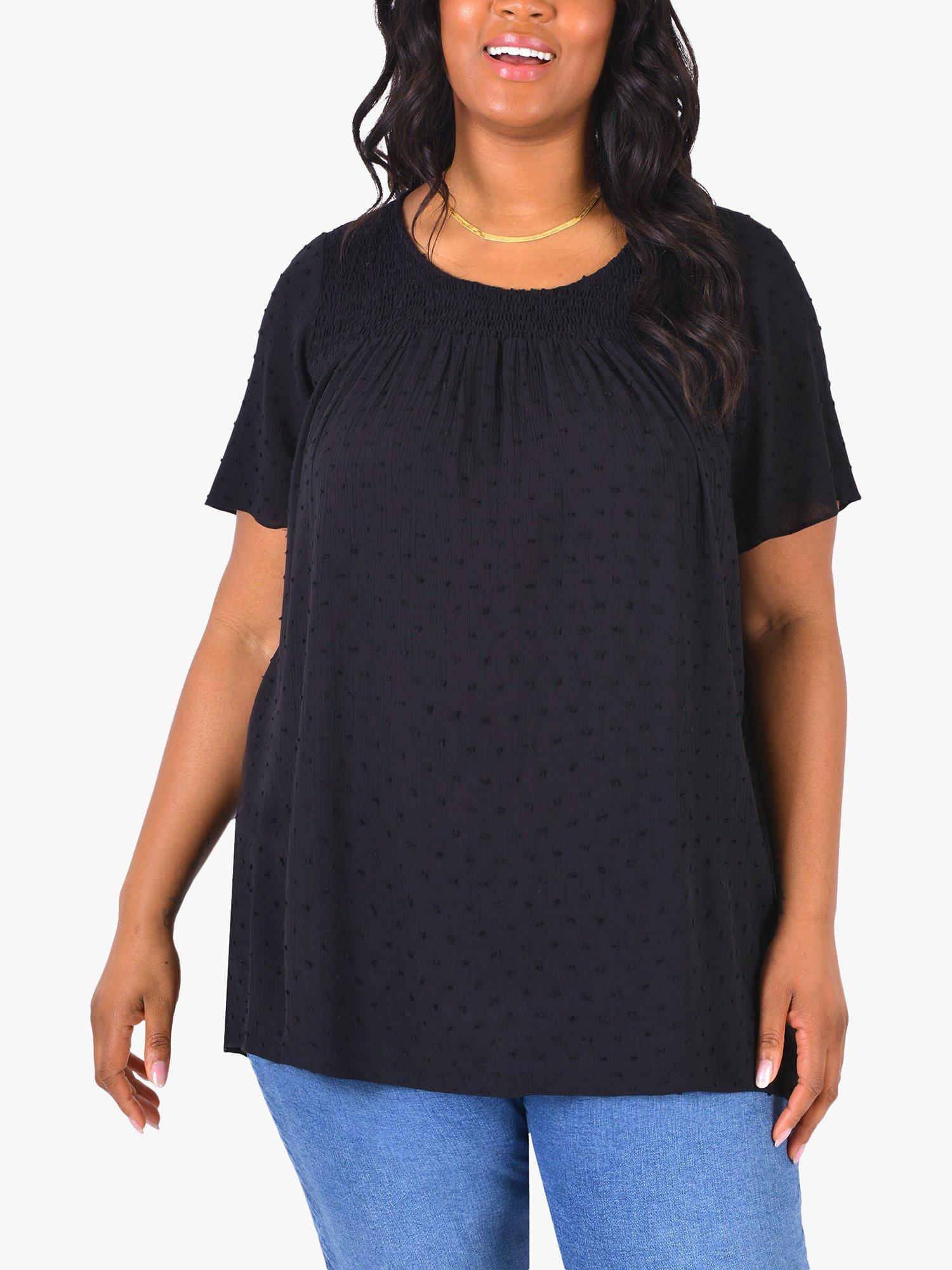 Live Unlimited Dobby Shirred Blouse, Black