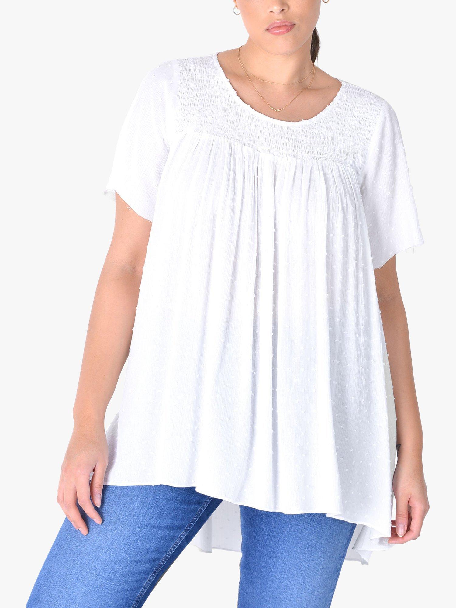 Live Unlimited Dobby Shirred Blouse, White 