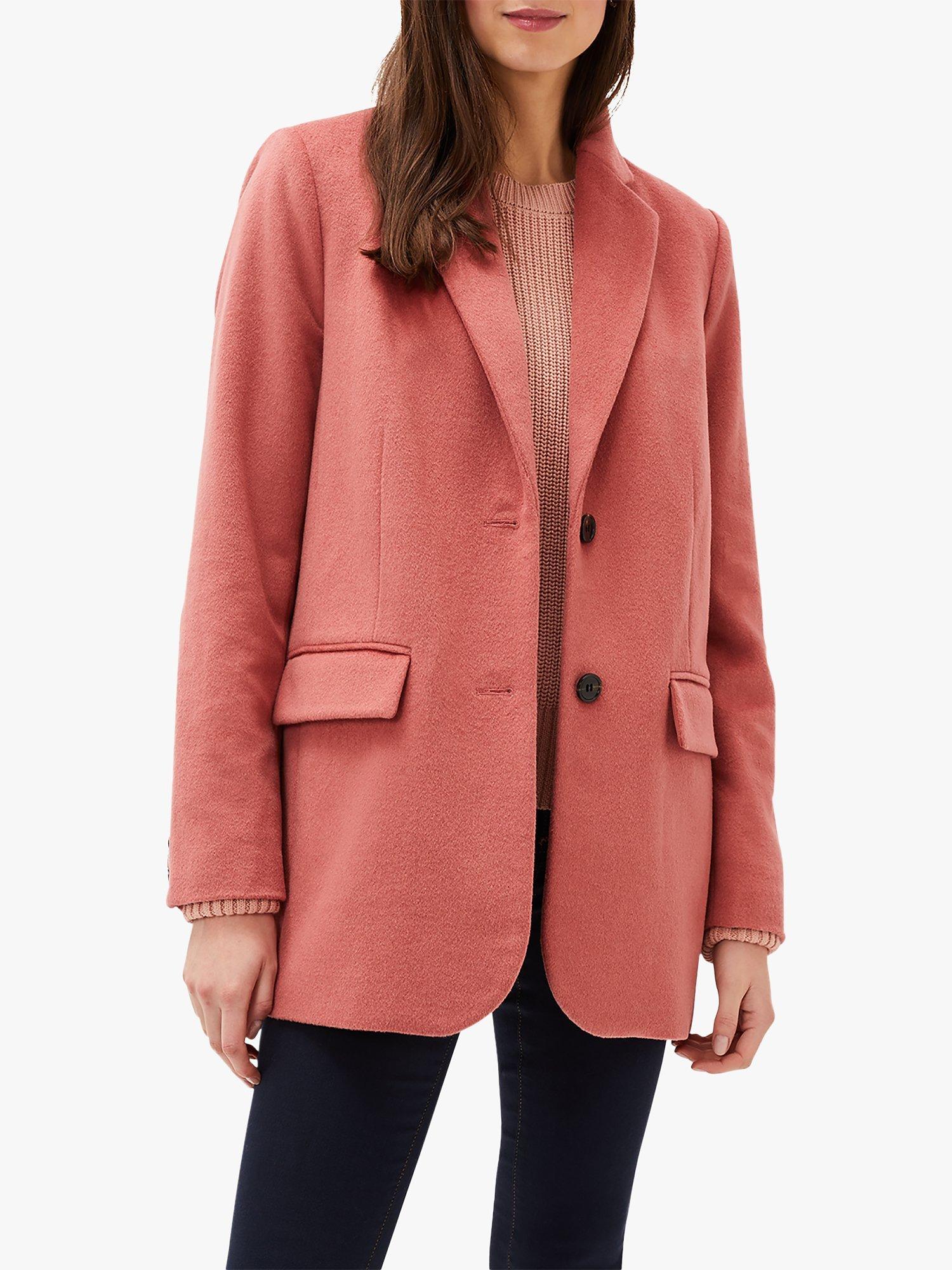 Phase Eight Amara Wool Blend Tailored Coat, Dark Coral