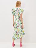 Phase Eight Evelin Floral Frill Midi Dress, Ivory/Multi