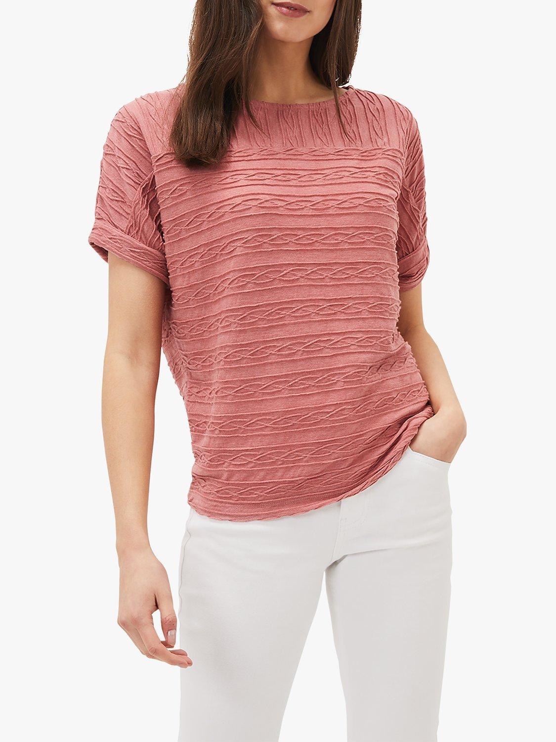 Phase Eight Naveah Textured Short Sleeve Top, Rose