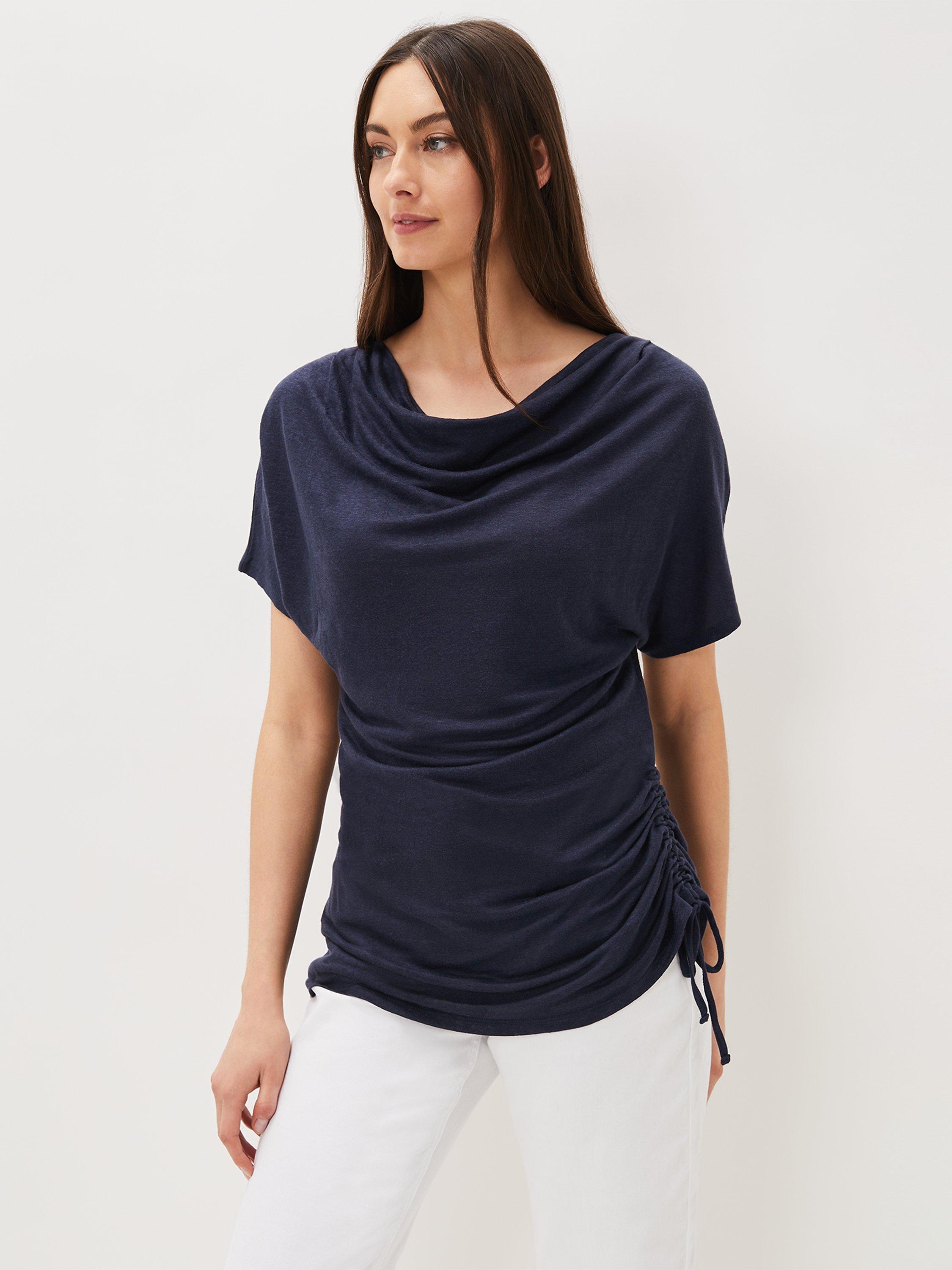 Phase Eight Lea Linen Longline Ruched Top