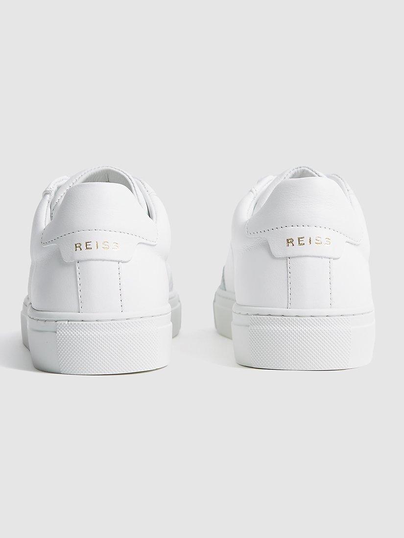 Product image 2 of 5, which shows Reiss Ashley Leather Low Top Trainers, White, 9