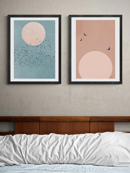 EAST END PRINTS Kubistika 'Fly' Framed Print, Set of 2 - view 2, White Frame