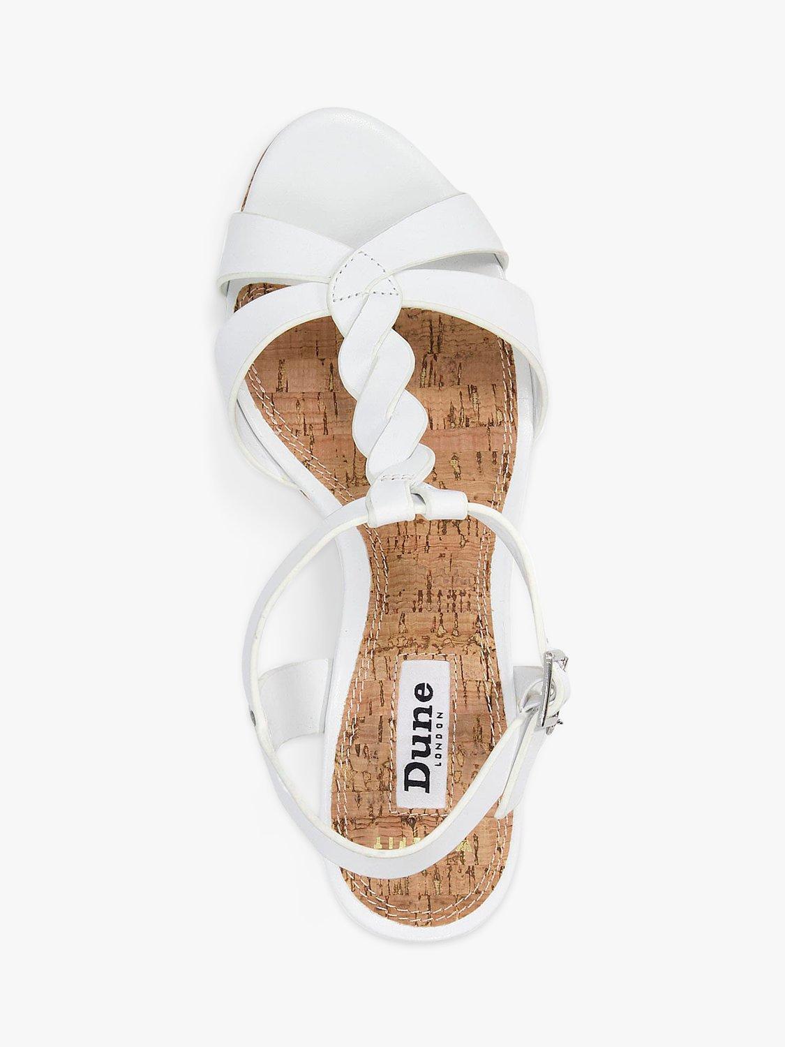 Product image 2 of 5, which shows Dune London Wide Fit Koala Leather Wedge Heel Sandals, White, 3