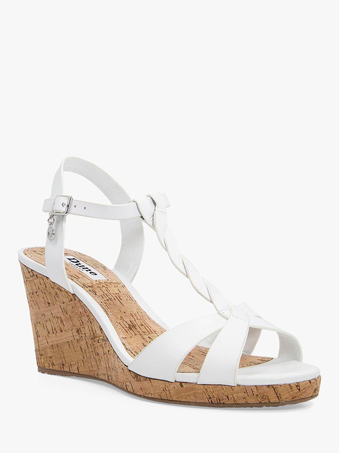 Product image 3 of 5, which shows Dune London Wide Fit Koala Leather Wedge Heel Sandals, White, 3