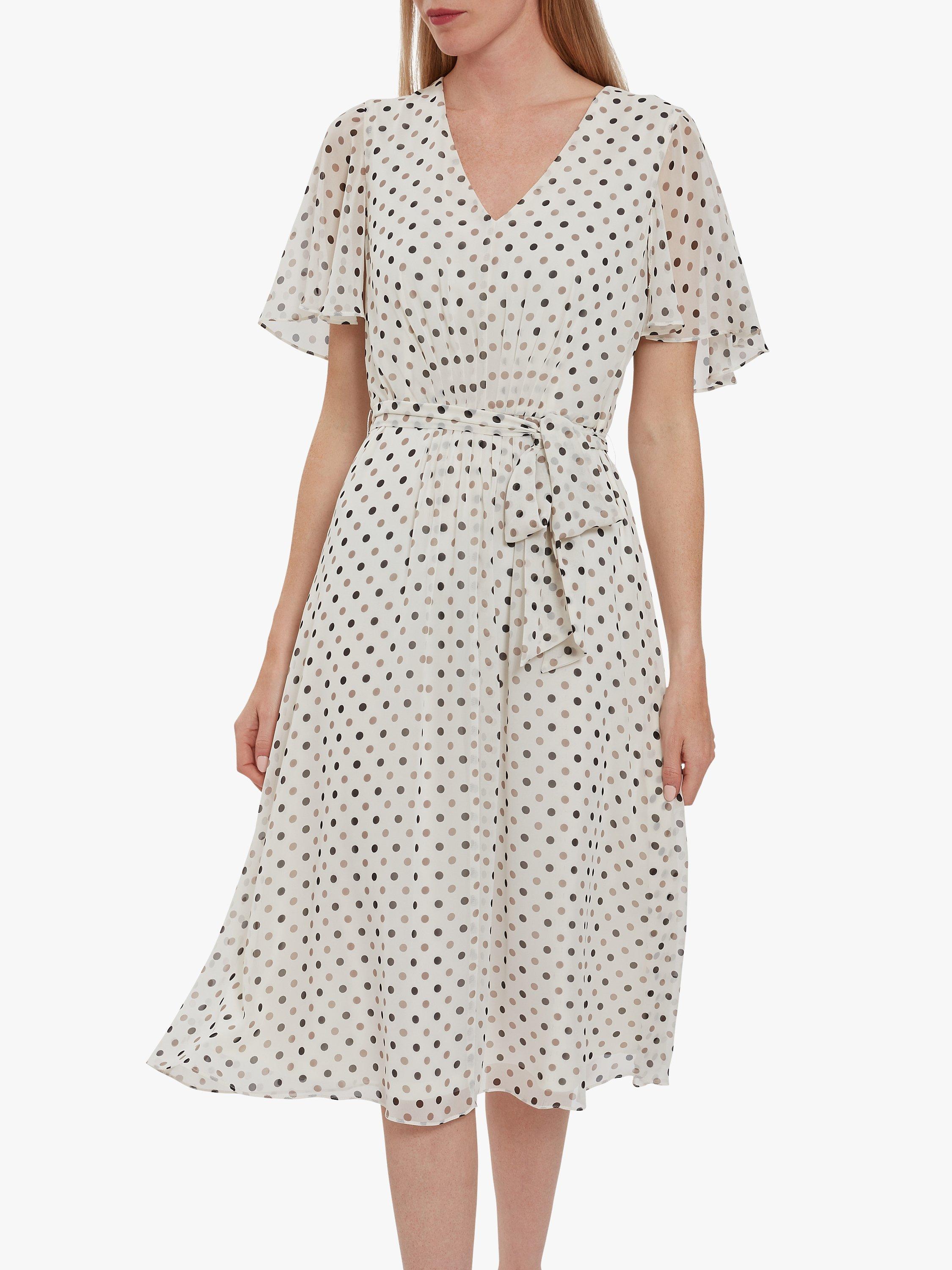 Gina Bacconi Freema Chiffon Spot Dress Ivory Multi