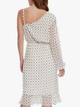 Gina Bacconi Sacha One Shoulder Chiffon Spot Dress, Ivory/Multi