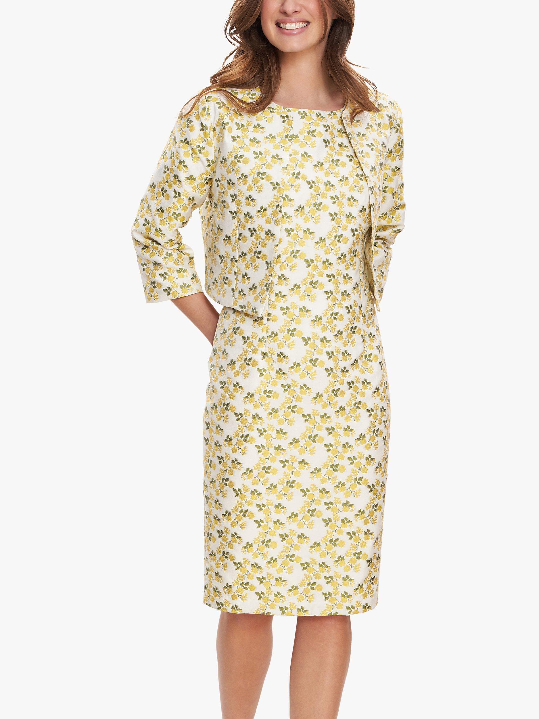 Gina Bacconi Isannah Jacquard Dress with Bolero, Yellow