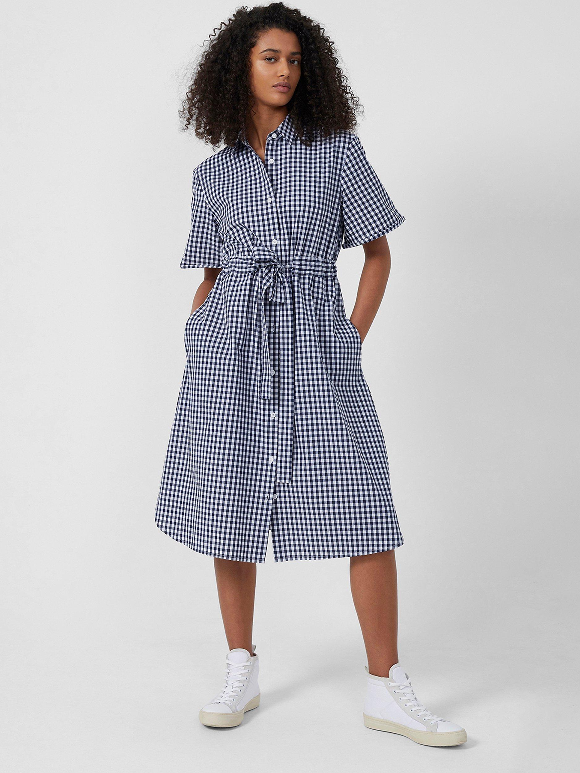 French Connection Cotton Gingham Belted Shirt Dress