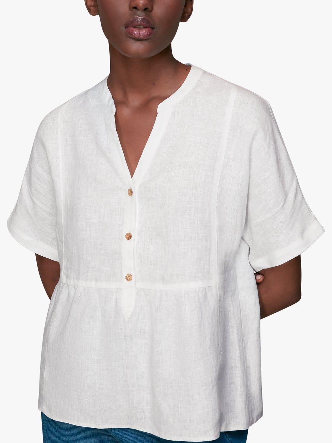 Whistles Hannah Linen Peplum Top