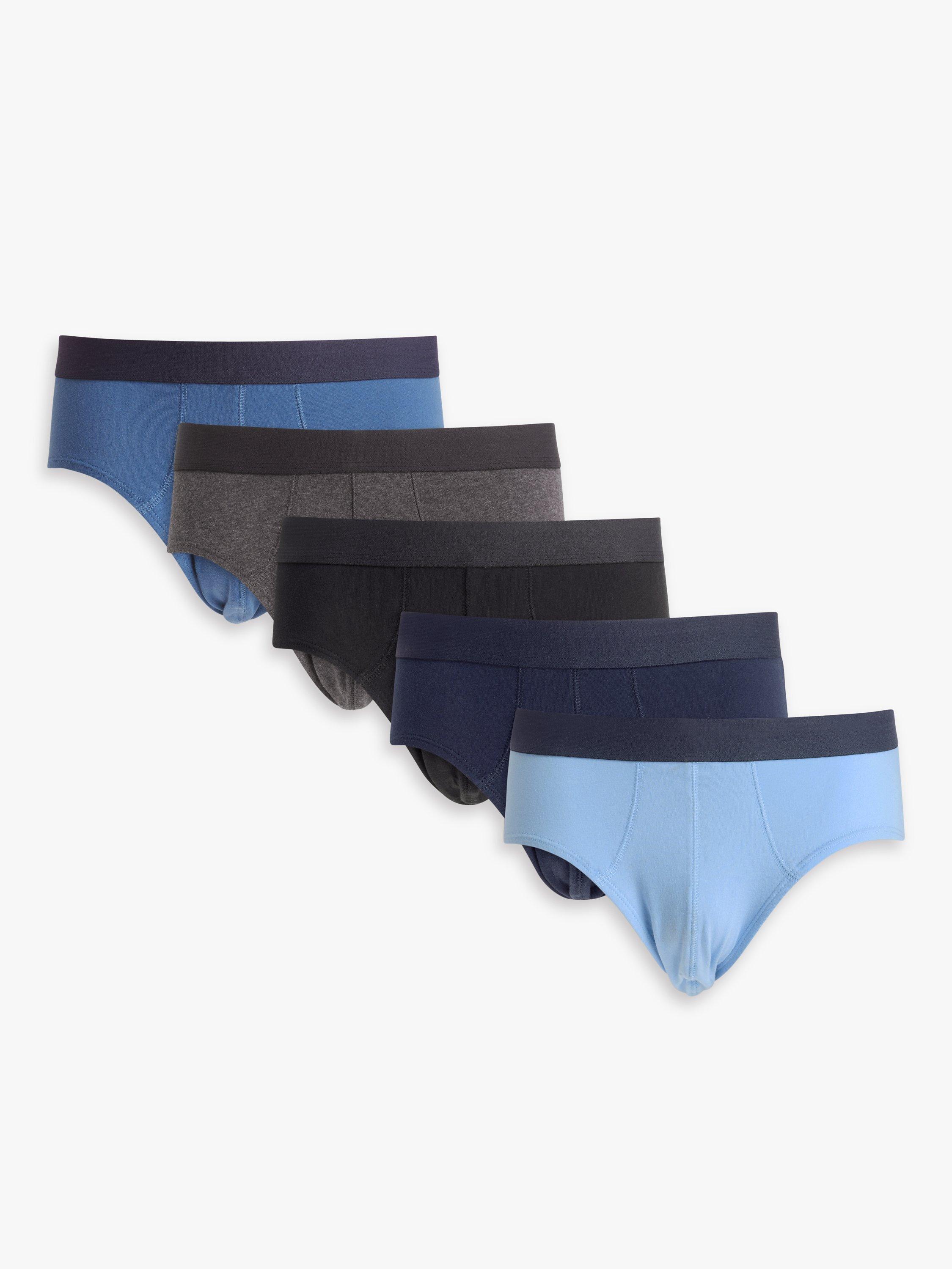 Product image 4 of 4, which shows John Lewis ANYDAY Stretch Cotton Briefs, Pack of 5, Blue, S