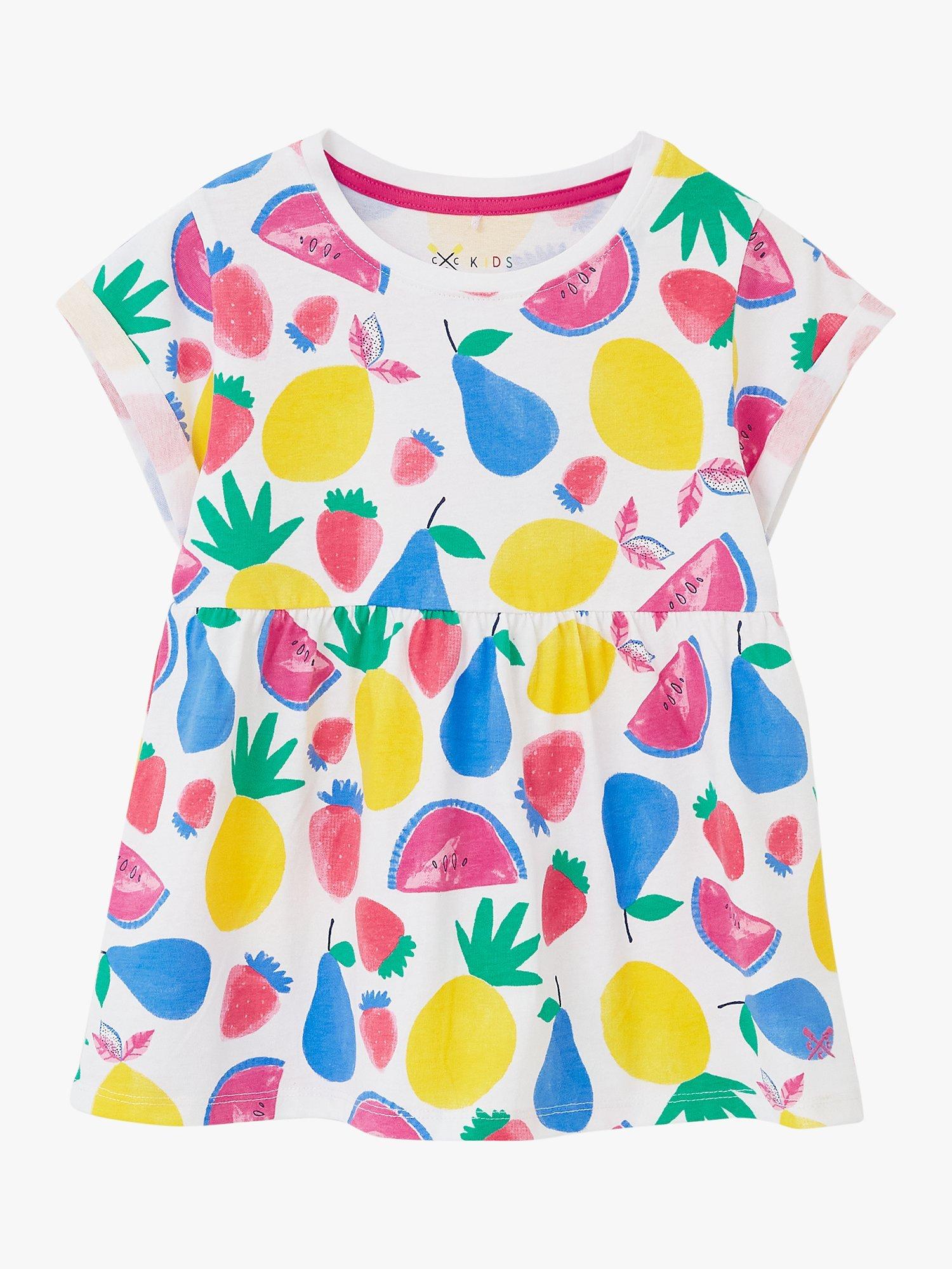 Crew Clothing Kids' Fruit Print Flare Top, Multi