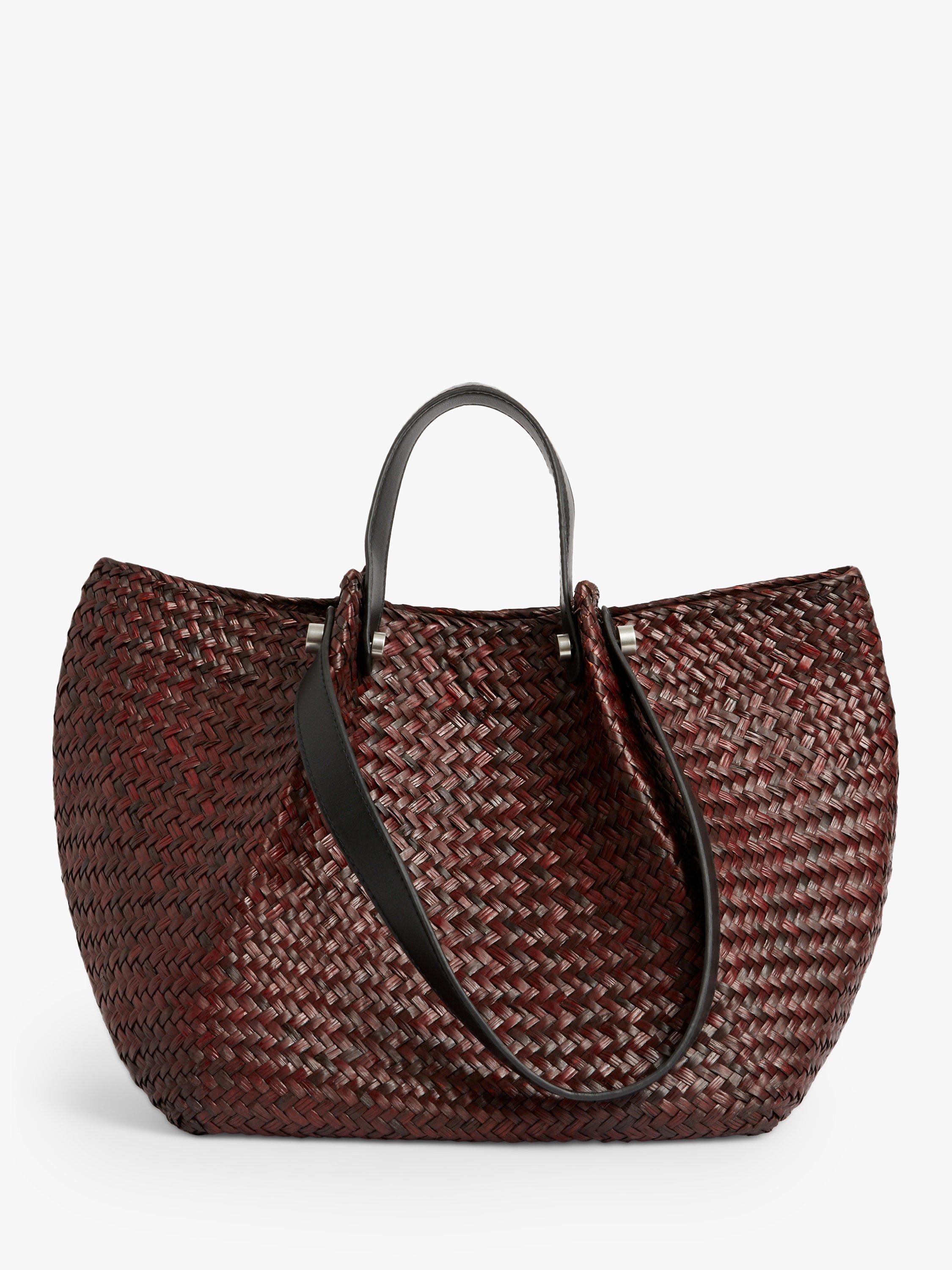 AllSaints Allington Seagrass Straw Tote Bag, Peat Brown