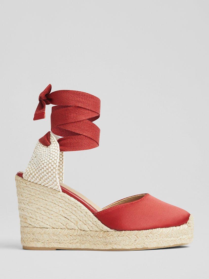 L.K.Bennett Esmeralda Espadrille Wedges, Red, 2