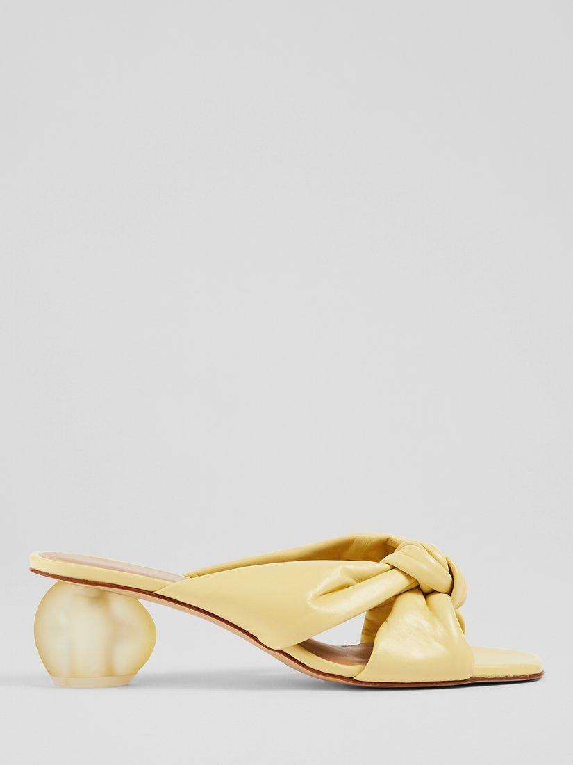 L.K.Bennett Jolene Leather Heeled Mules, Lemon