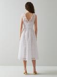 L.K.Bennett Madeleine Broderie Anglaise Midi Dress, White