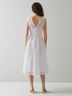 L.K.Bennett Madeleine Broderie Anglaise Midi Dress, White - view 2, White