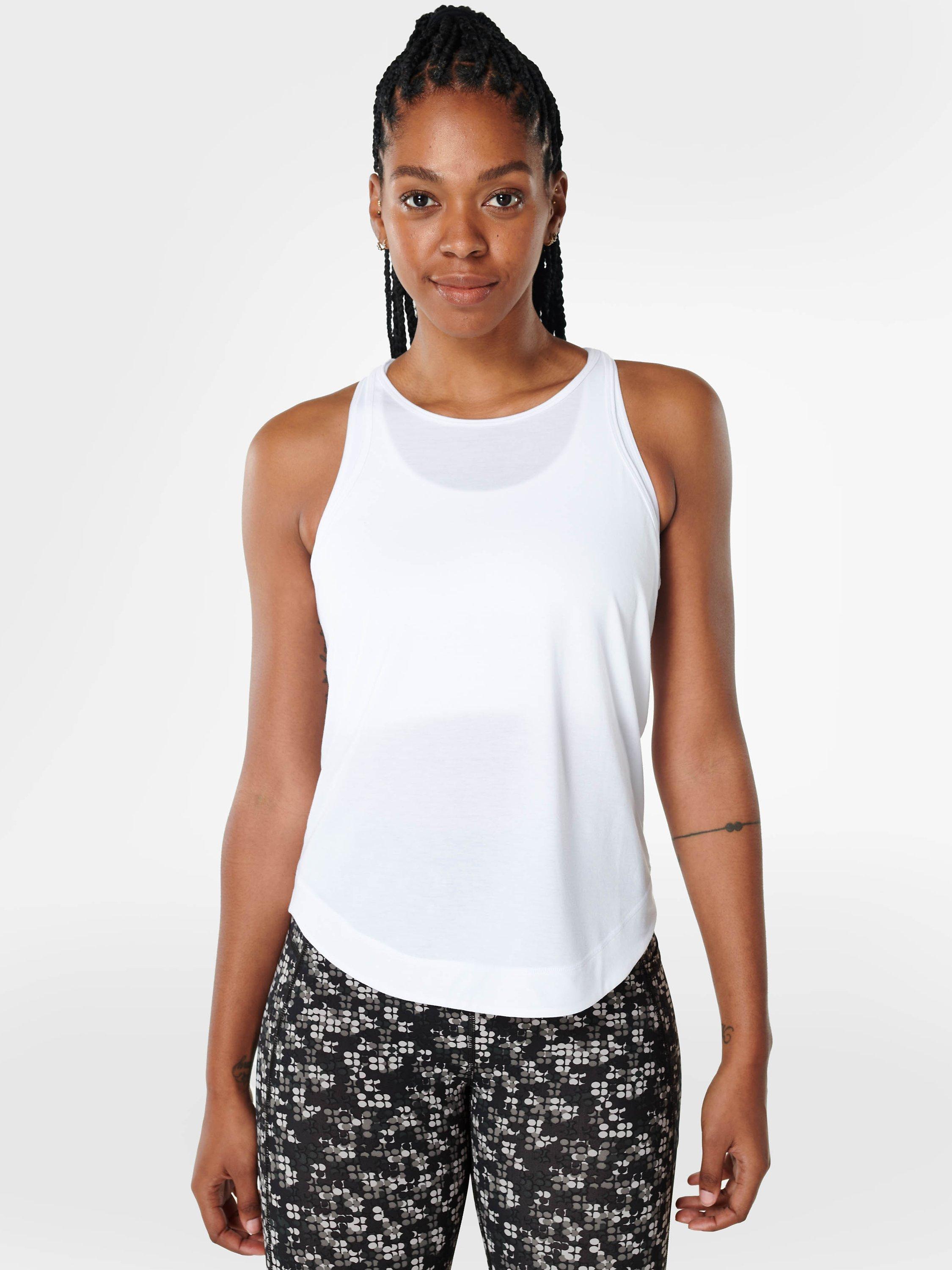 Product image 1 of 6, which shows Sweaty Betty Breathe Easy Tank Top, White, XXS