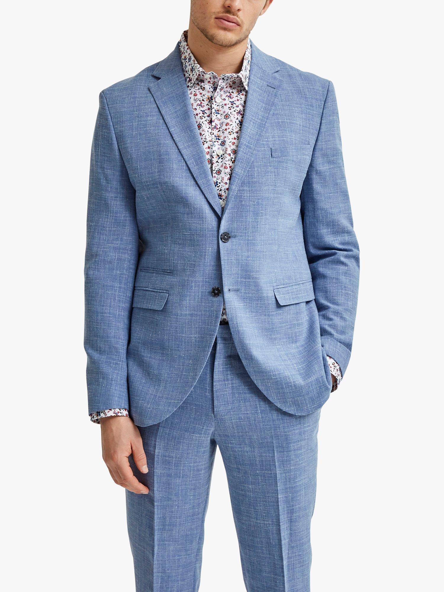 SELECTED HOMME Regular Fit Linen Blend Suit Jacket, Light Blue