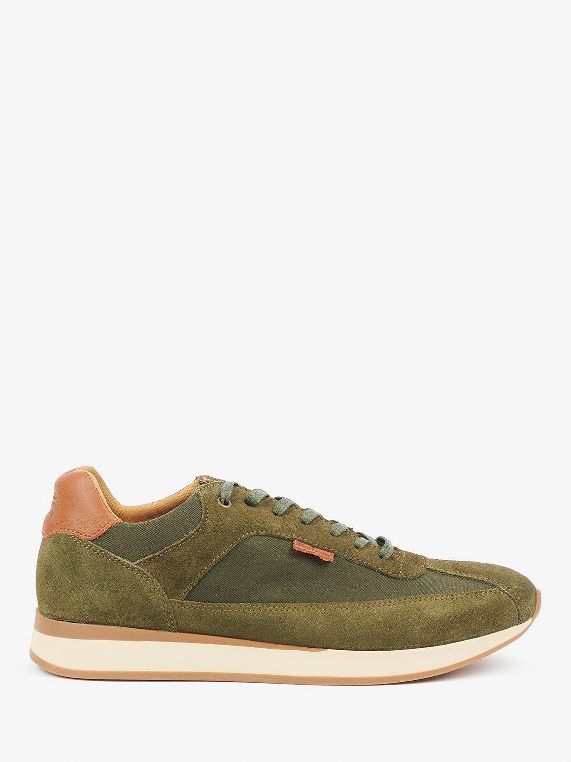 Barbour Isaac Suede Lace Up Trainers, Olive, 9
