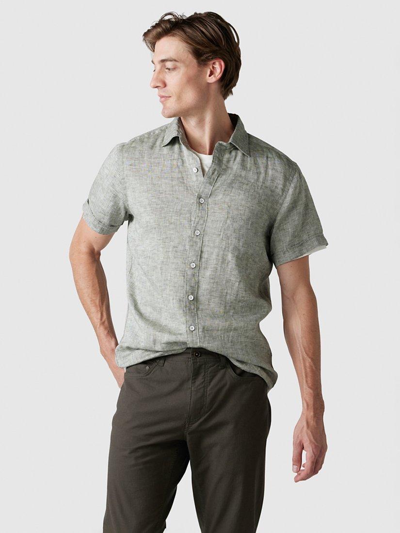 Rodd & Gunn Ellerslie Linen Slim Fit Short Sleeve Shirt, Sage