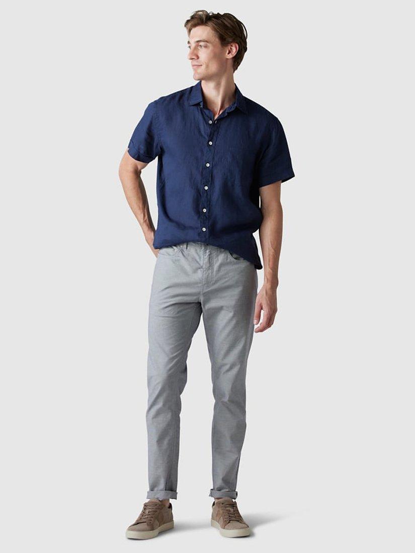 Rodd & Gunn Ellerslie Linen Slim Fit Short Sleeve Shirt, Midnight, XS