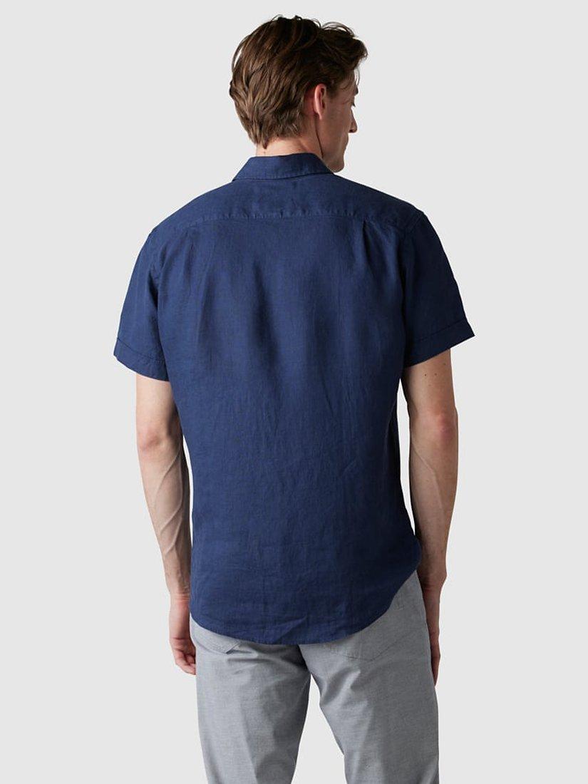 Rodd & Gunn Ellerslie Linen Slim Fit Short Sleeve Shirt, Midnight, XS