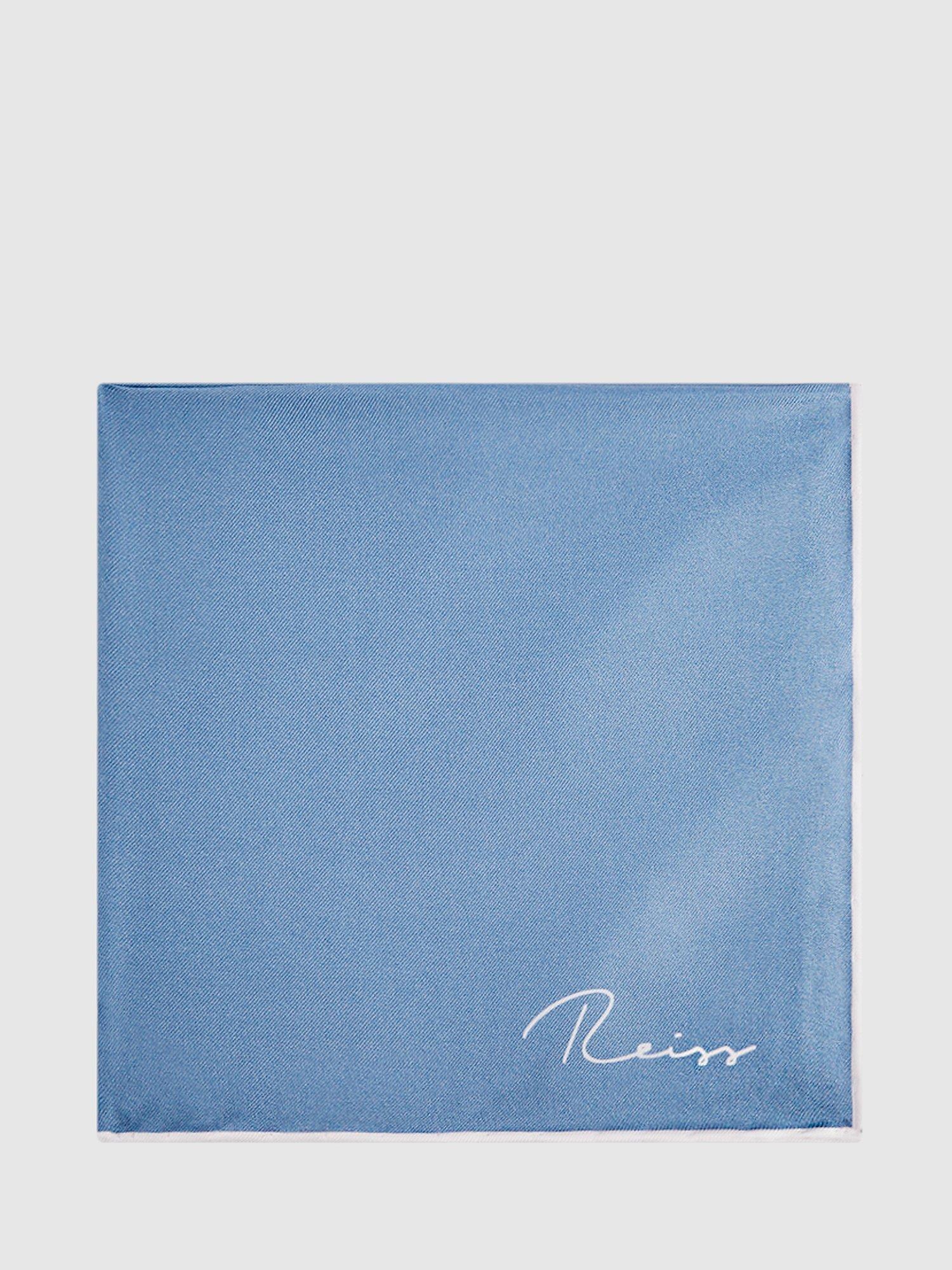 Product image 1 of 5, which shows Reiss Ceremony Silk Pocket Square, Airforce Blue