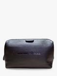 Raging Bull Logo Leather Wash Bag, Black