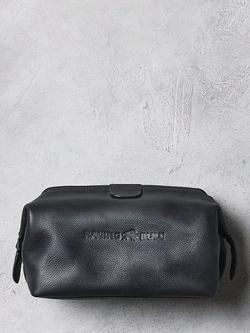 Raging Bull Logo Leather Wash Bag, Black