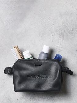 Raging Bull Logo Leather Wash Bag - view 2, Black