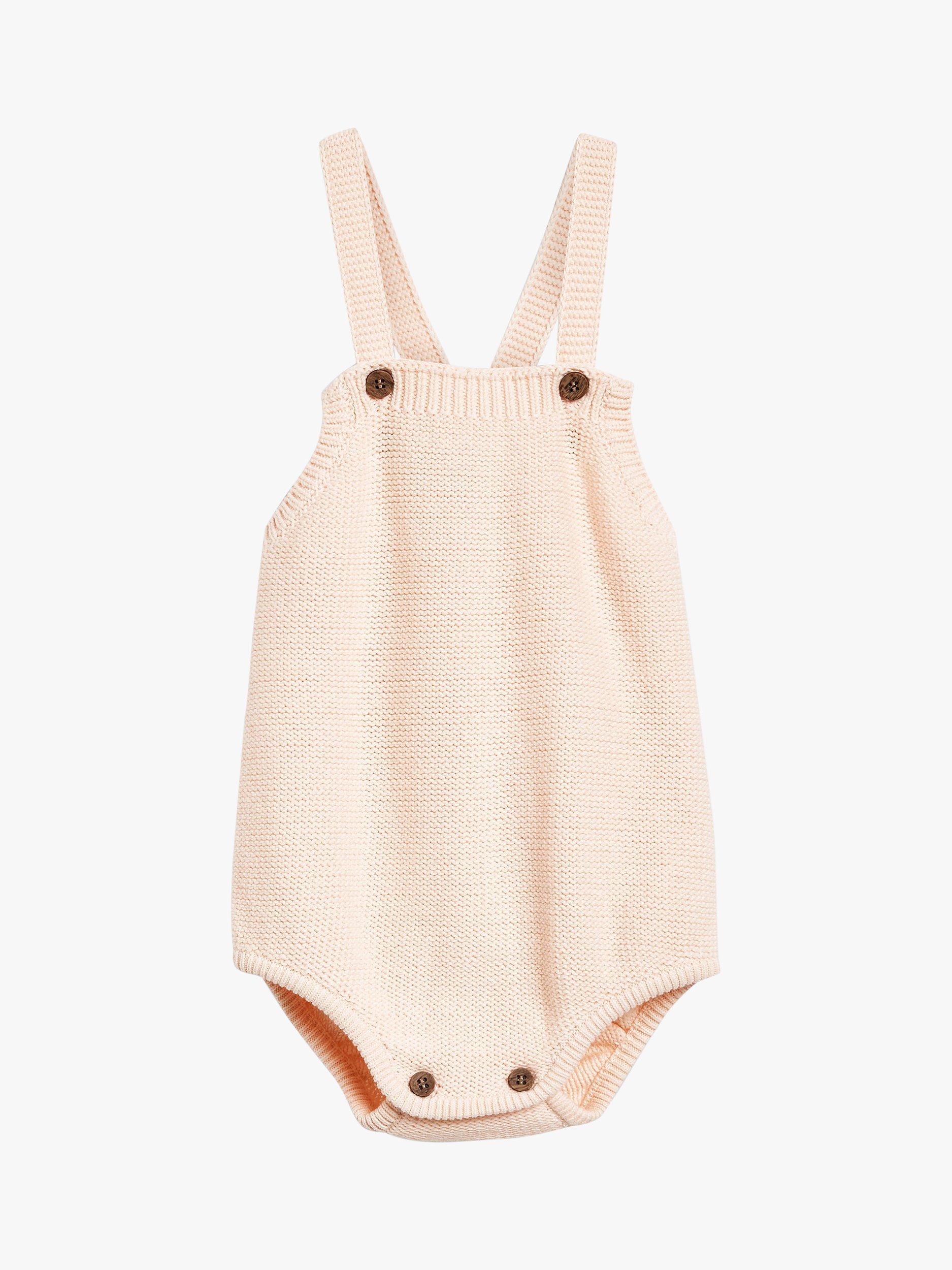 Product image 1 of 5, which shows The Little Tailor Baby Knitted Romper, Pink, 0-3 months