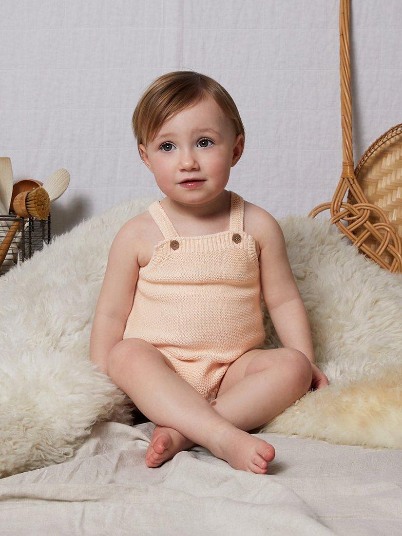 Product image 4 of 5, which shows The Little Tailor Baby Knitted Romper, Pink, 0-3 months