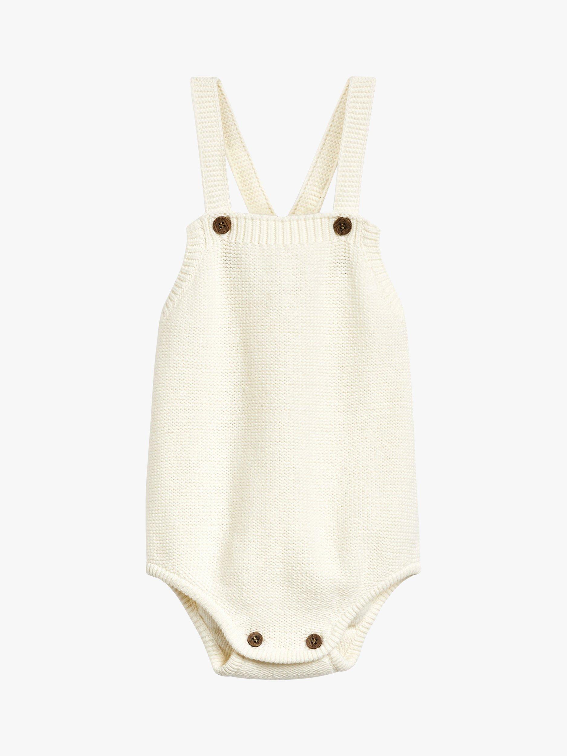 Product image 1 of 3, which shows The Little Tailor Baby Knitted Romper, Cream, 3-6 months