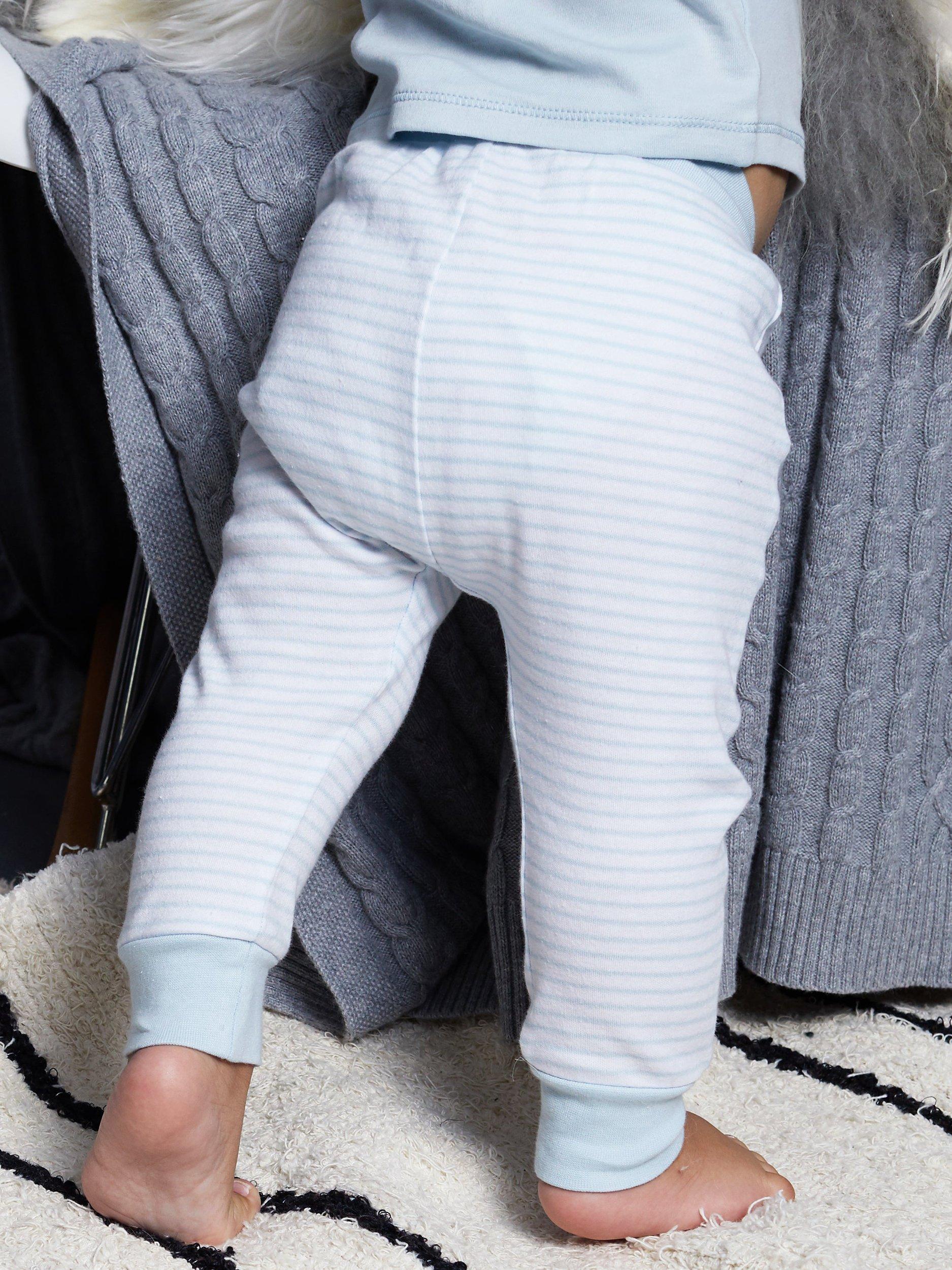 Product image 3 of 4, which shows The Little Tailor Kids' Stripe Print Joggers, Blue, 0-3 months