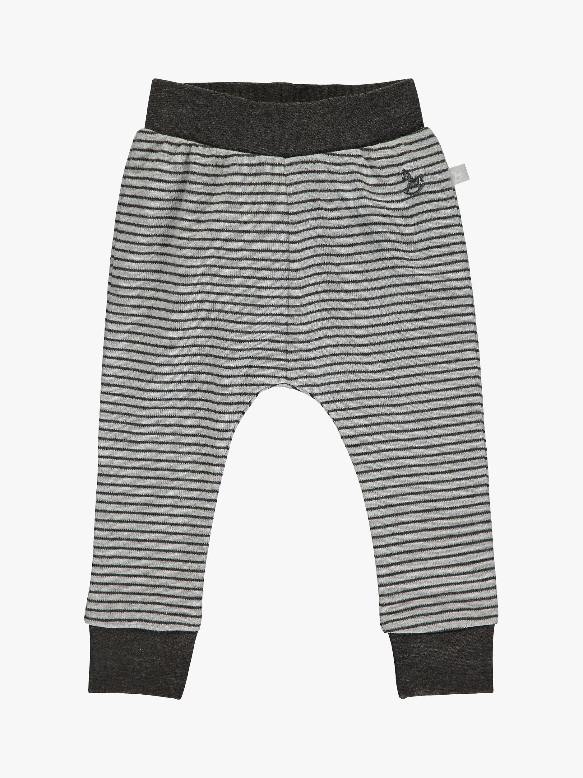 Product image 1 of 3, which shows The Little Tailor Kids' Stripe Print Joggers, Charcoal Grey, 0-3 months